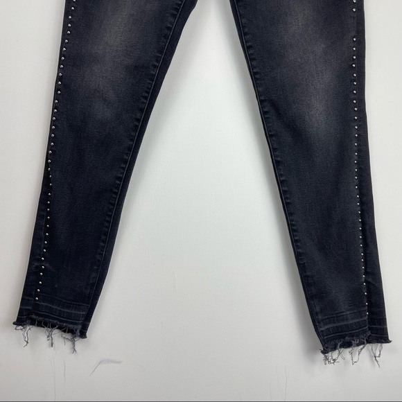 DL1961 Chrissy Ultra High Rise Skinny Black Denim Jeans Stud Embellished Sz 29 - Picture 5 of 11